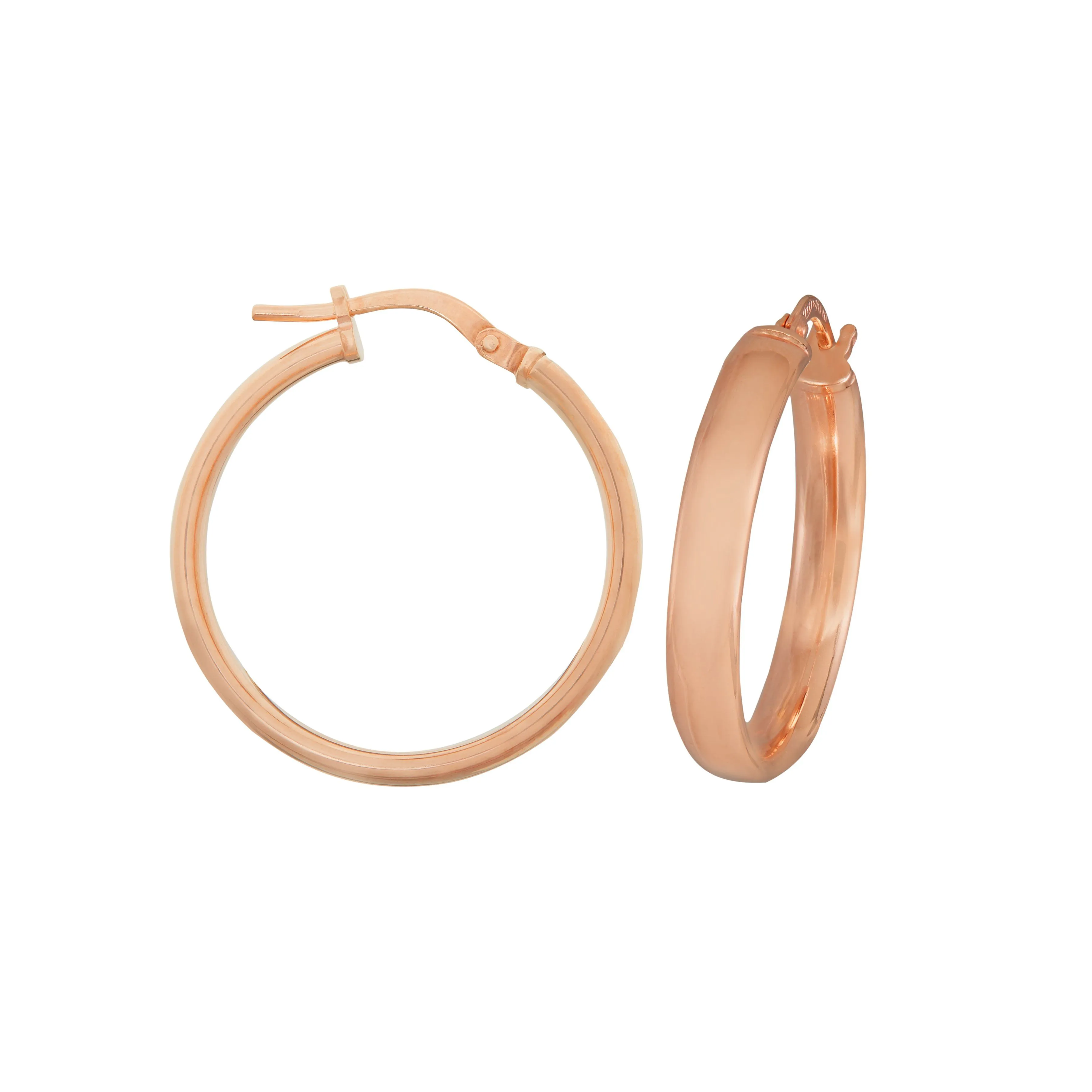 9ct Rose Gold Silver Infused Half Round Hoop Earrings 20mm