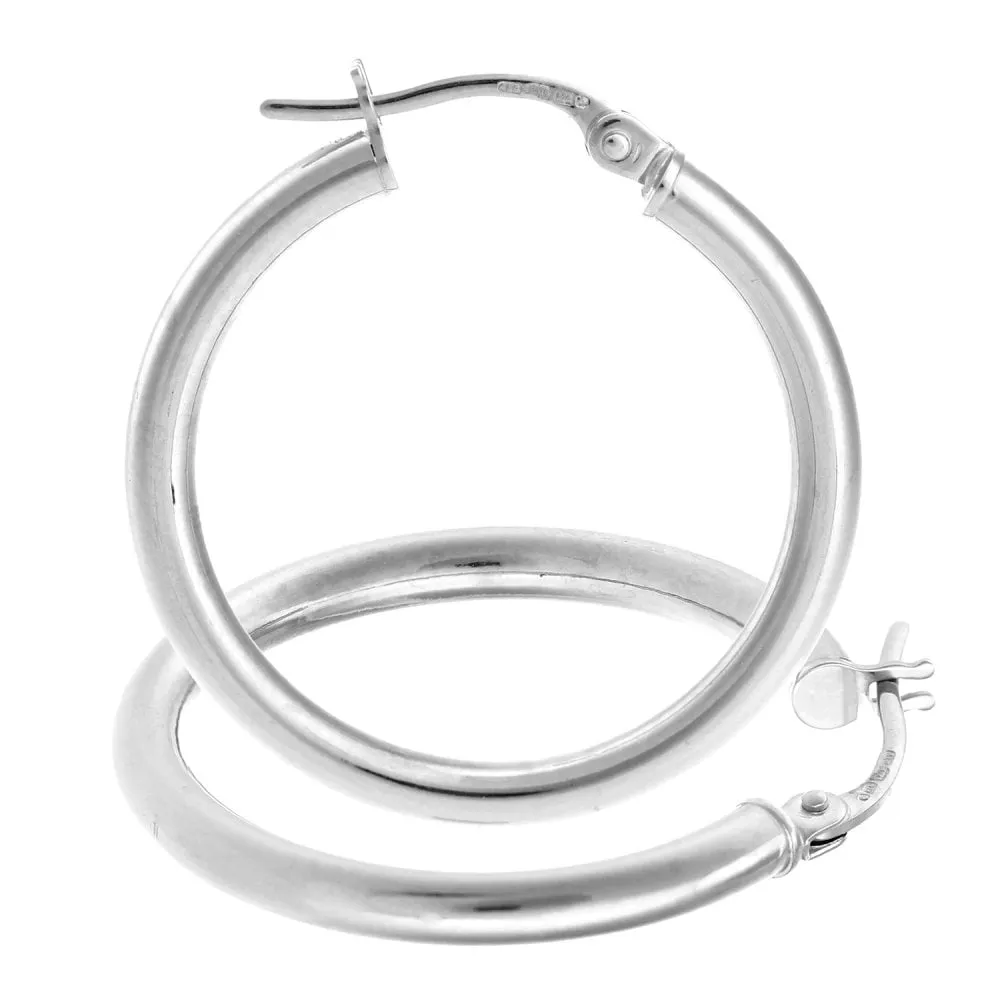 9ct White Gold Hoop Earrings