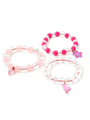 Accessorize Girl Pack Of 3 Flamingo Beaded Stretch Pack