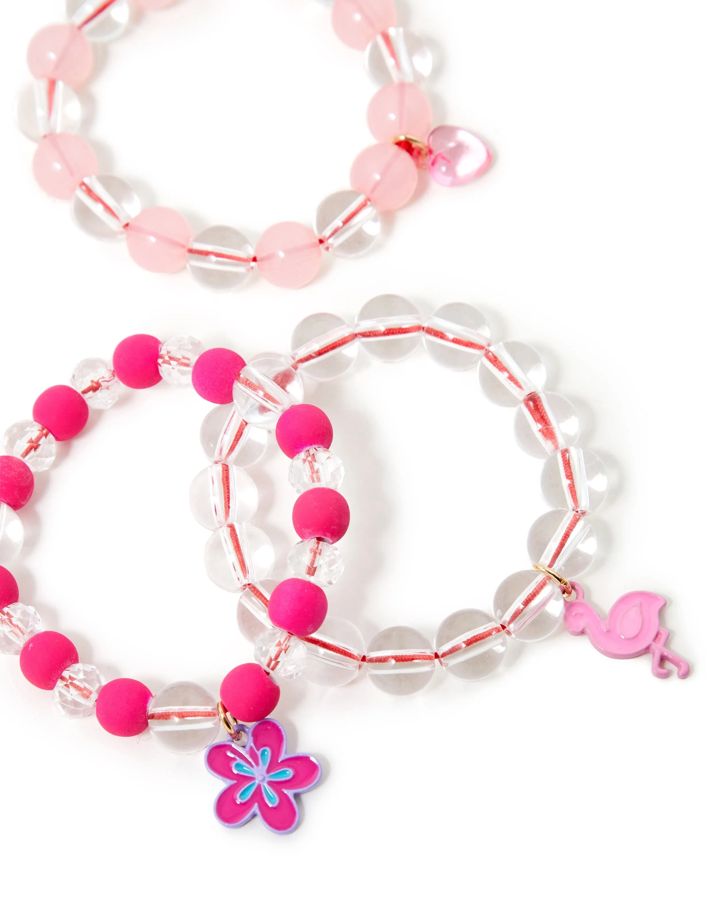 Accessorize Girl Pack Of 3 Flamingo Beaded Stretch Pack