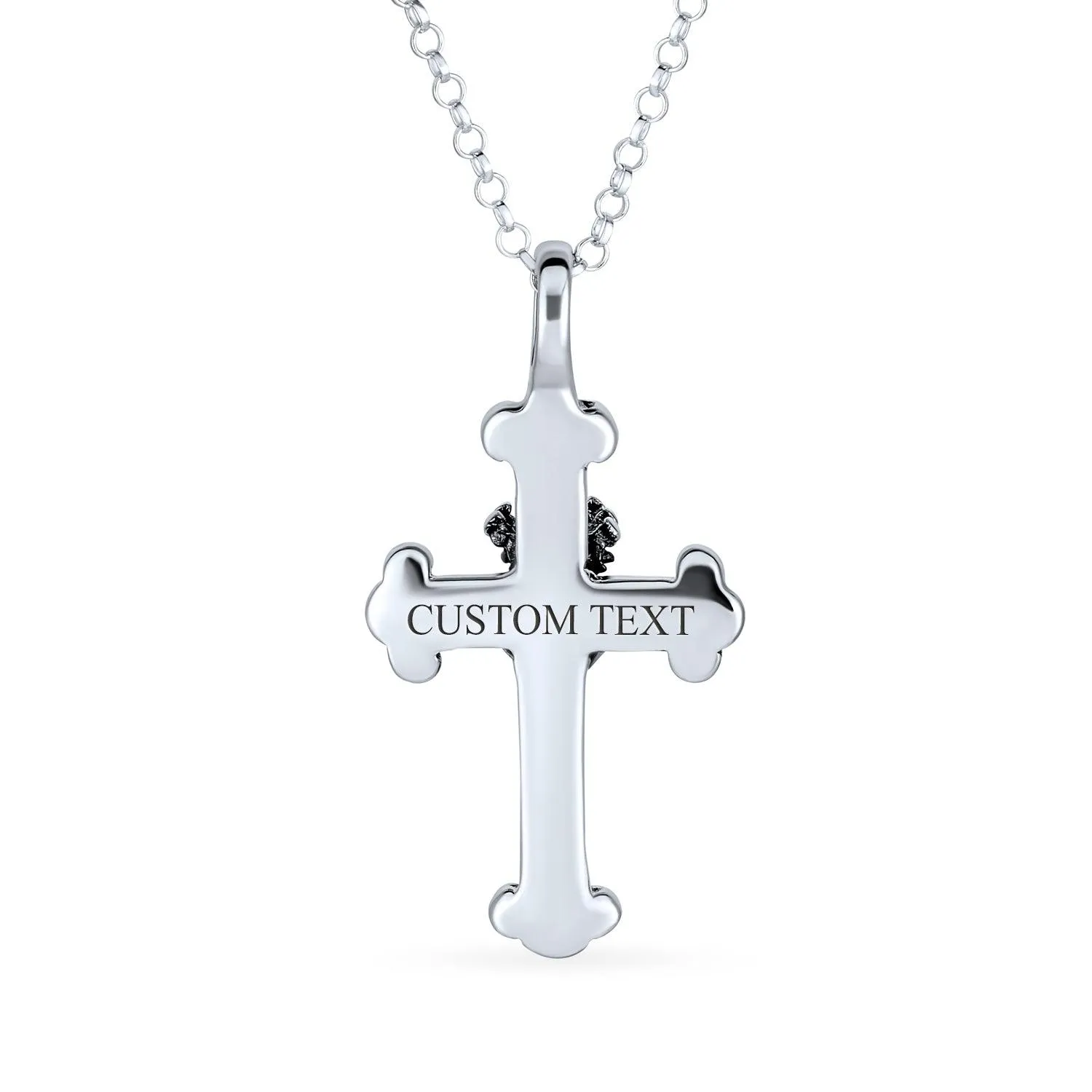 Ancient Saint James Fleur De Lis Cross Pendant Necklace in Oxidized Silver