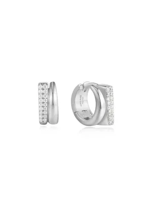 ANIA HAIE SILVER PAVE DOUBLE HUGGIE HOOP EARRINGS E051-04H