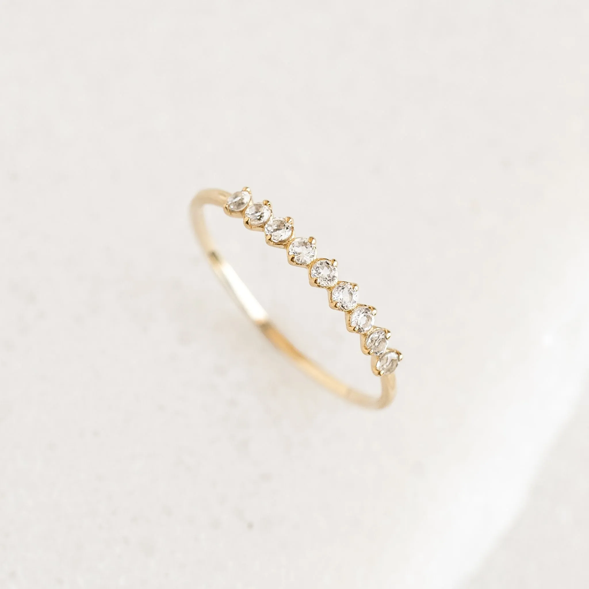 April Birthstone Ring 14k Gold - White Topaz