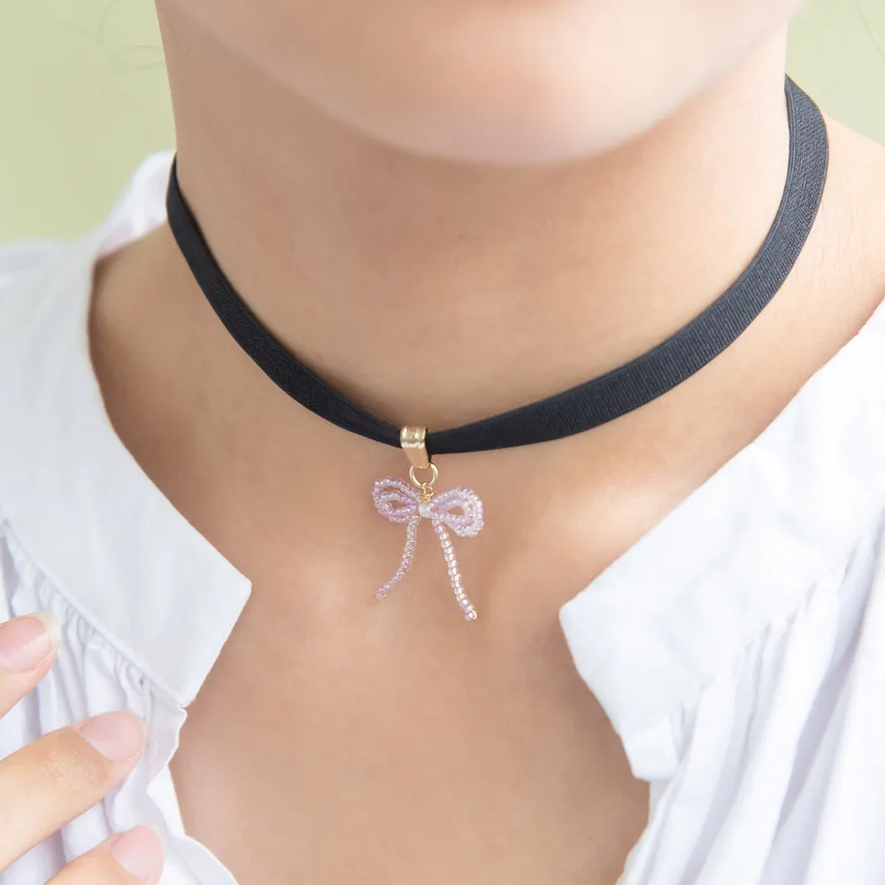 Beaded Bow Choker Necklace