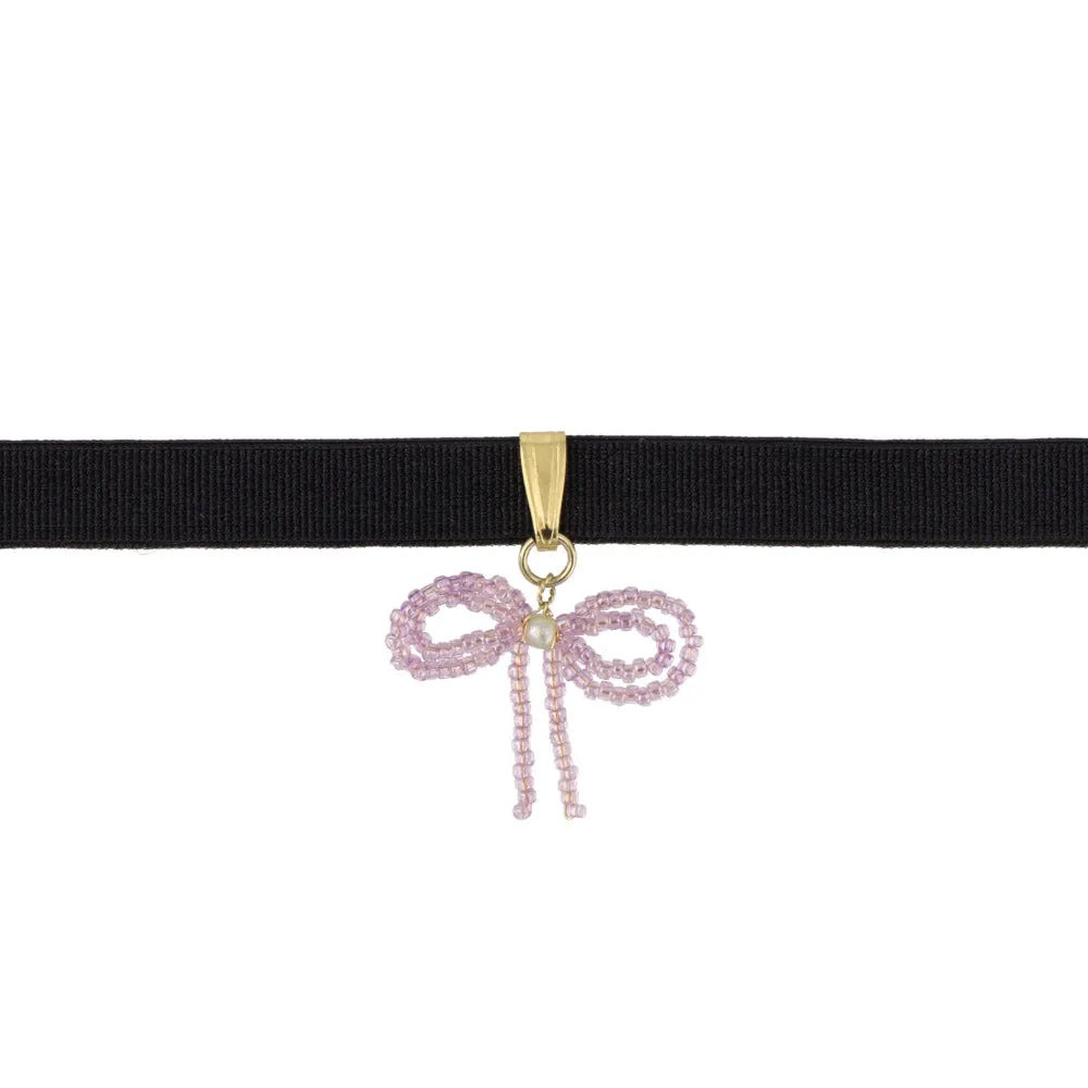 Beaded Bow Choker Necklace