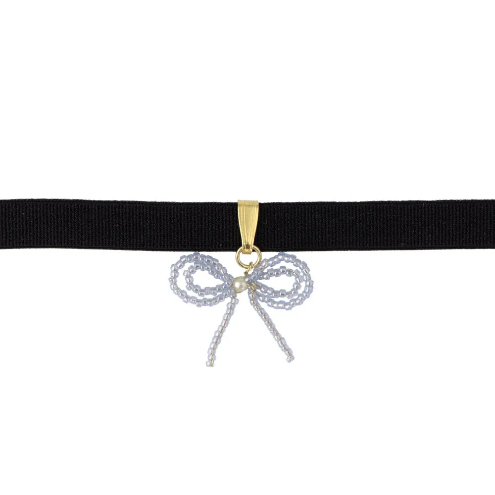 Beaded Bow Choker Necklace