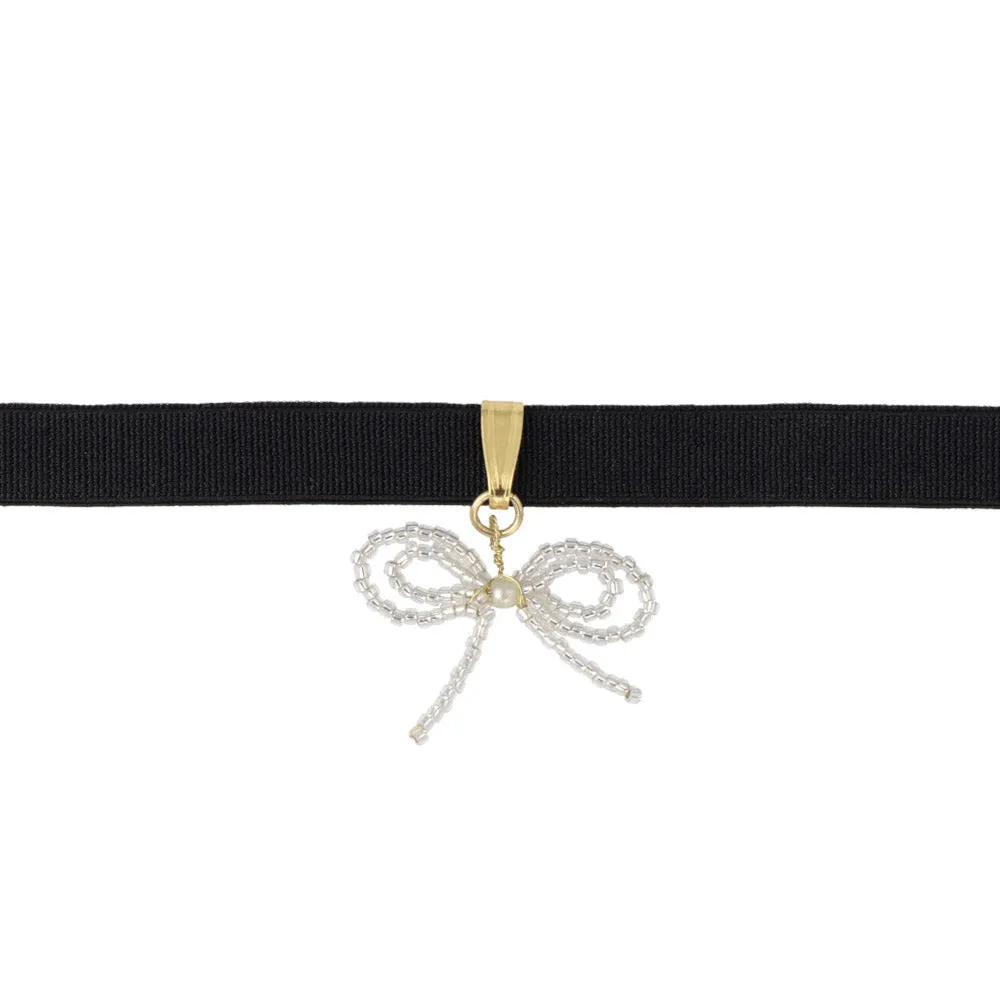 Beaded Bow Choker Necklace