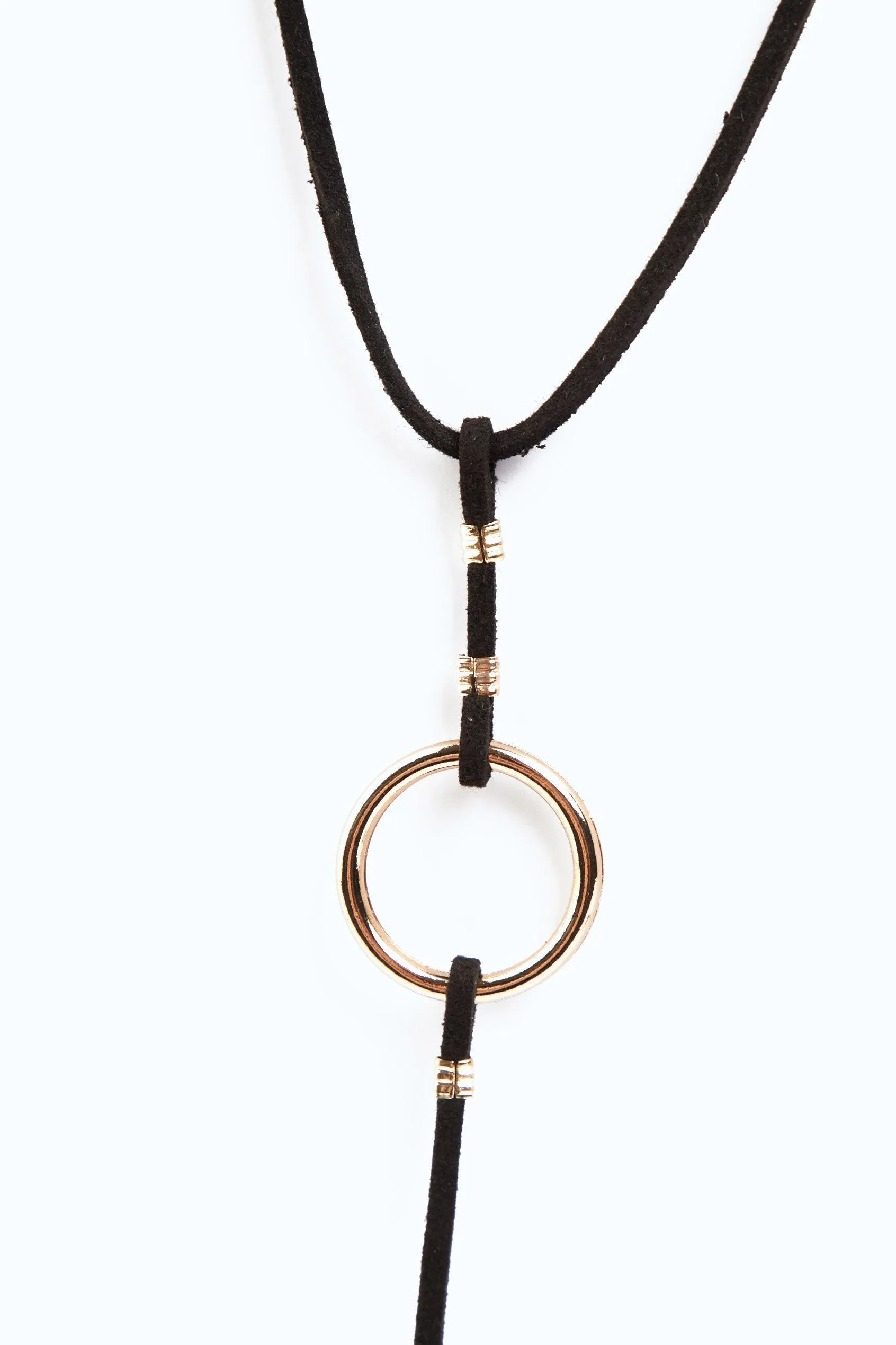 Black Gold Two Row Velvet Ring Choker