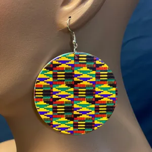 Black / Green Kente print Earrings