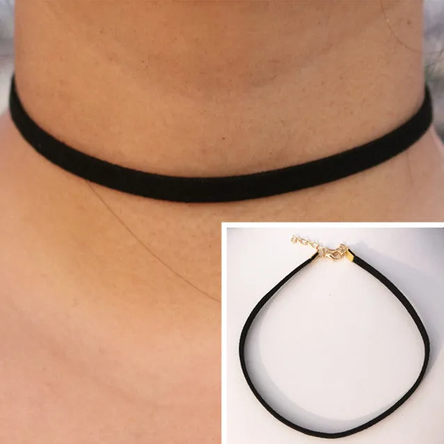 Black Suede Choker Necklace Multilayer Leather Goth Velvet Chokers Colares Jewelry Necklaces Punk Jewelery Bijoux One Direction