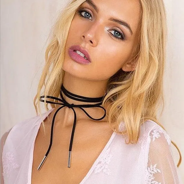 Black Suede Choker Necklace Multilayer Leather Goth Velvet Chokers Colares Jewelry Necklaces Punk Jewelery Bijoux One Direction