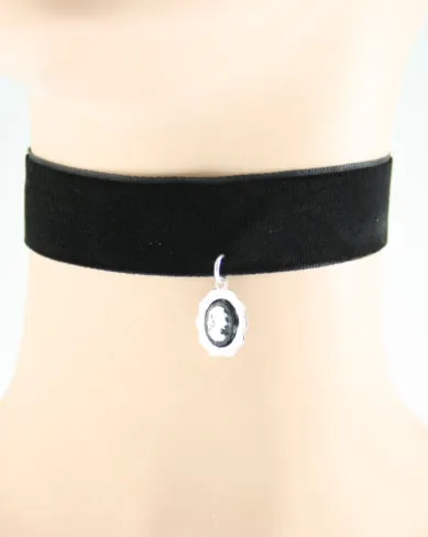 Black Velvet Choker with Cameo