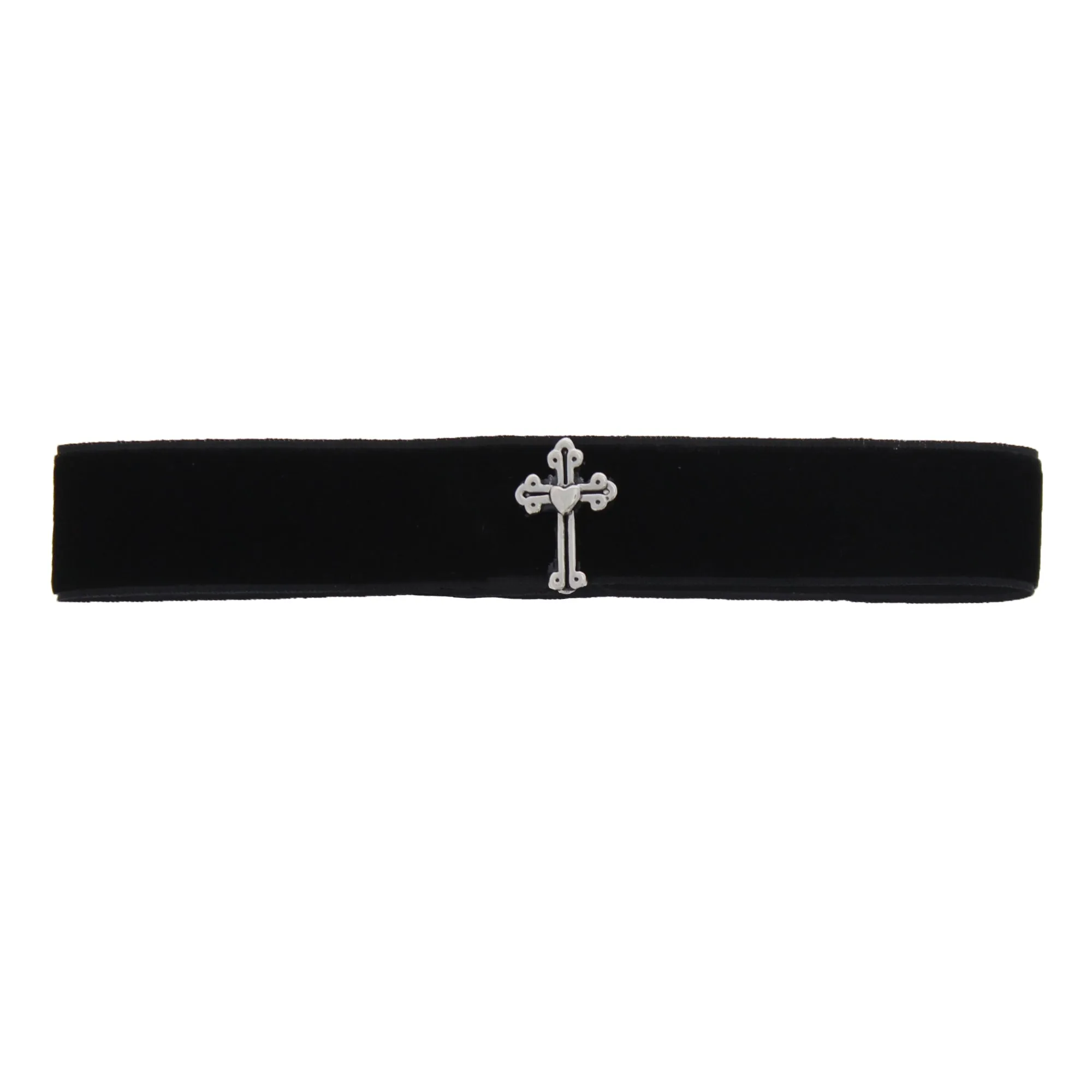 Black Velvet Choker with Heart Cross