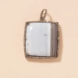 Blue Dendritic Opal Square Pendant