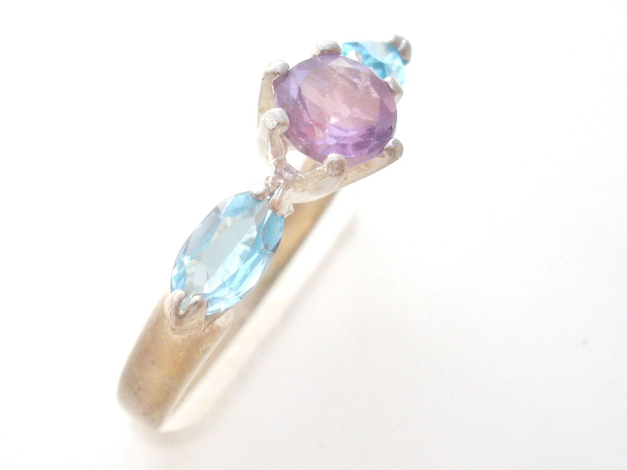 Blue Topaz & Amethyst Ring Size 6