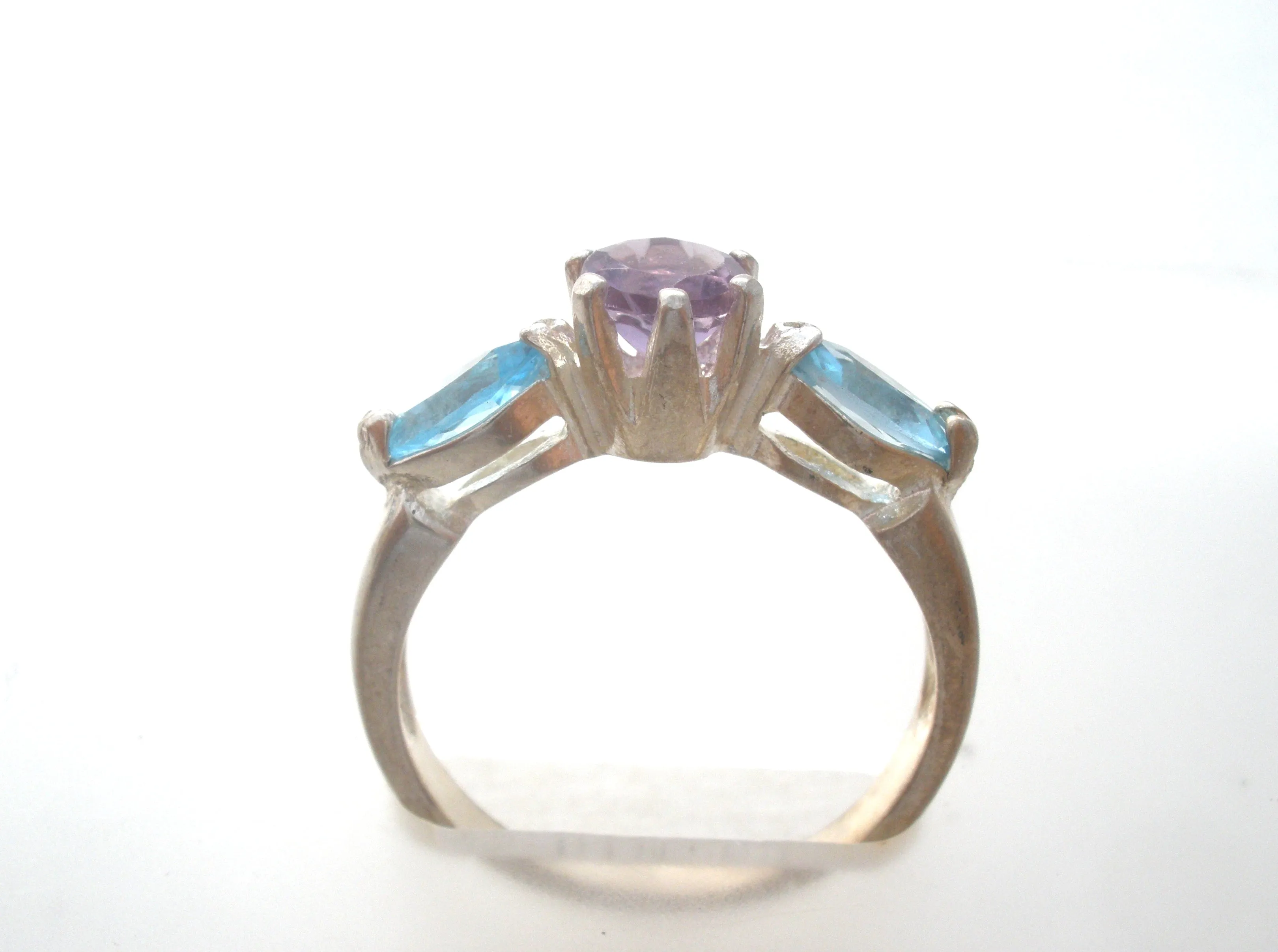 Blue Topaz & Amethyst Ring Size 6