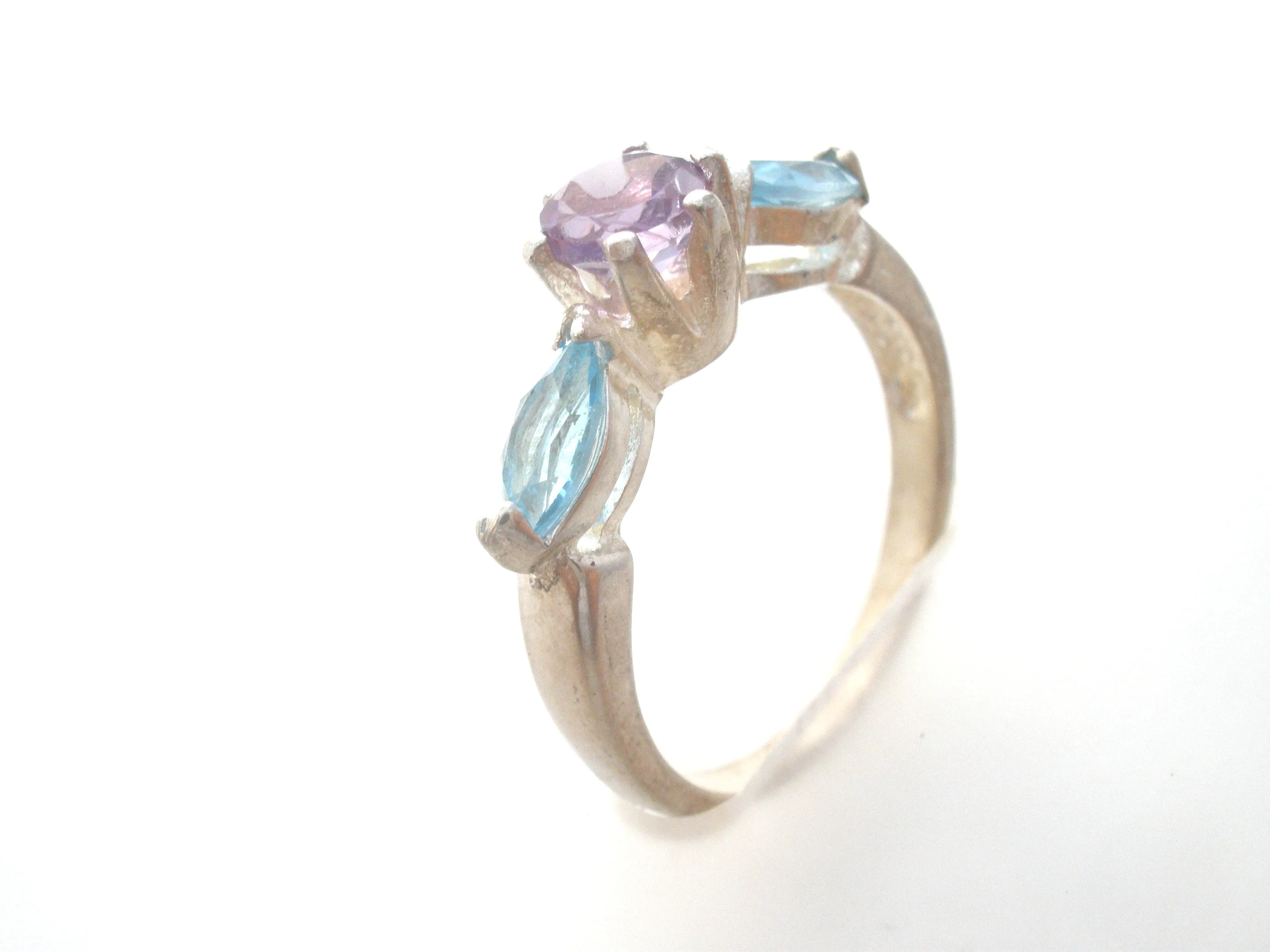 Blue Topaz & Amethyst Ring Size 6