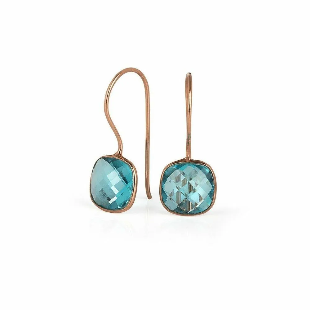 Blue Topaz Earrings | Rose Gold