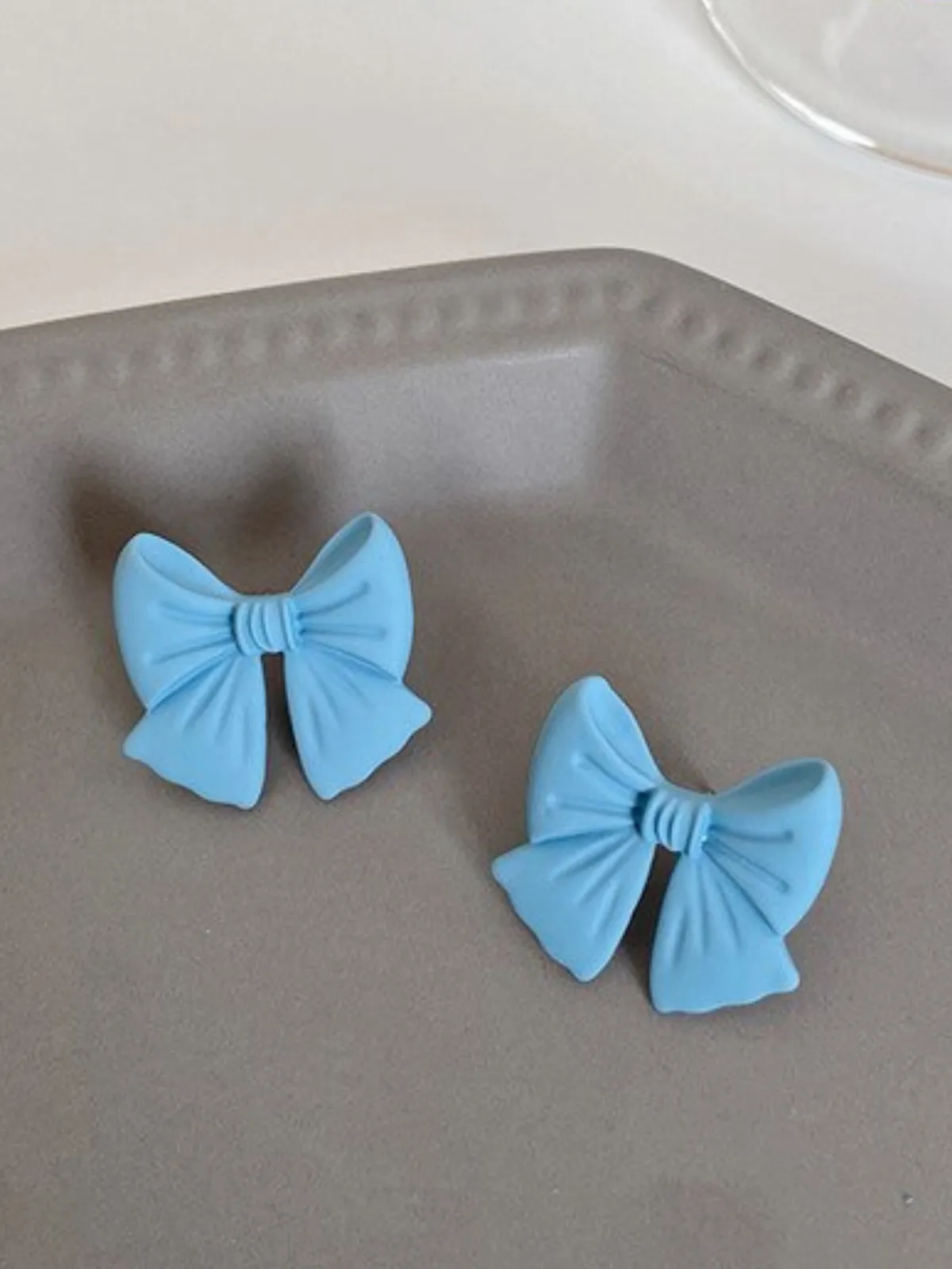 Blueberry Baubles Blue Bowknot Clay Earrings