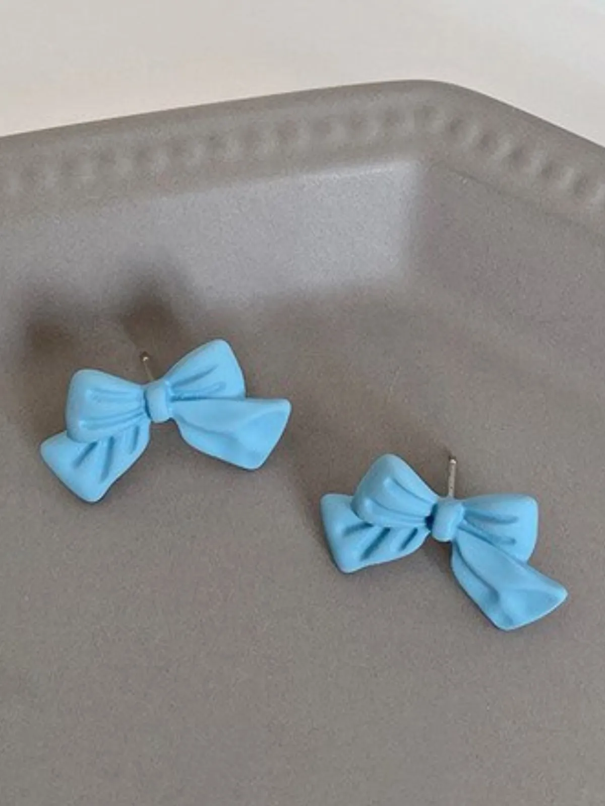 Blueberry Baubles Blue Bowknot Clay Earrings