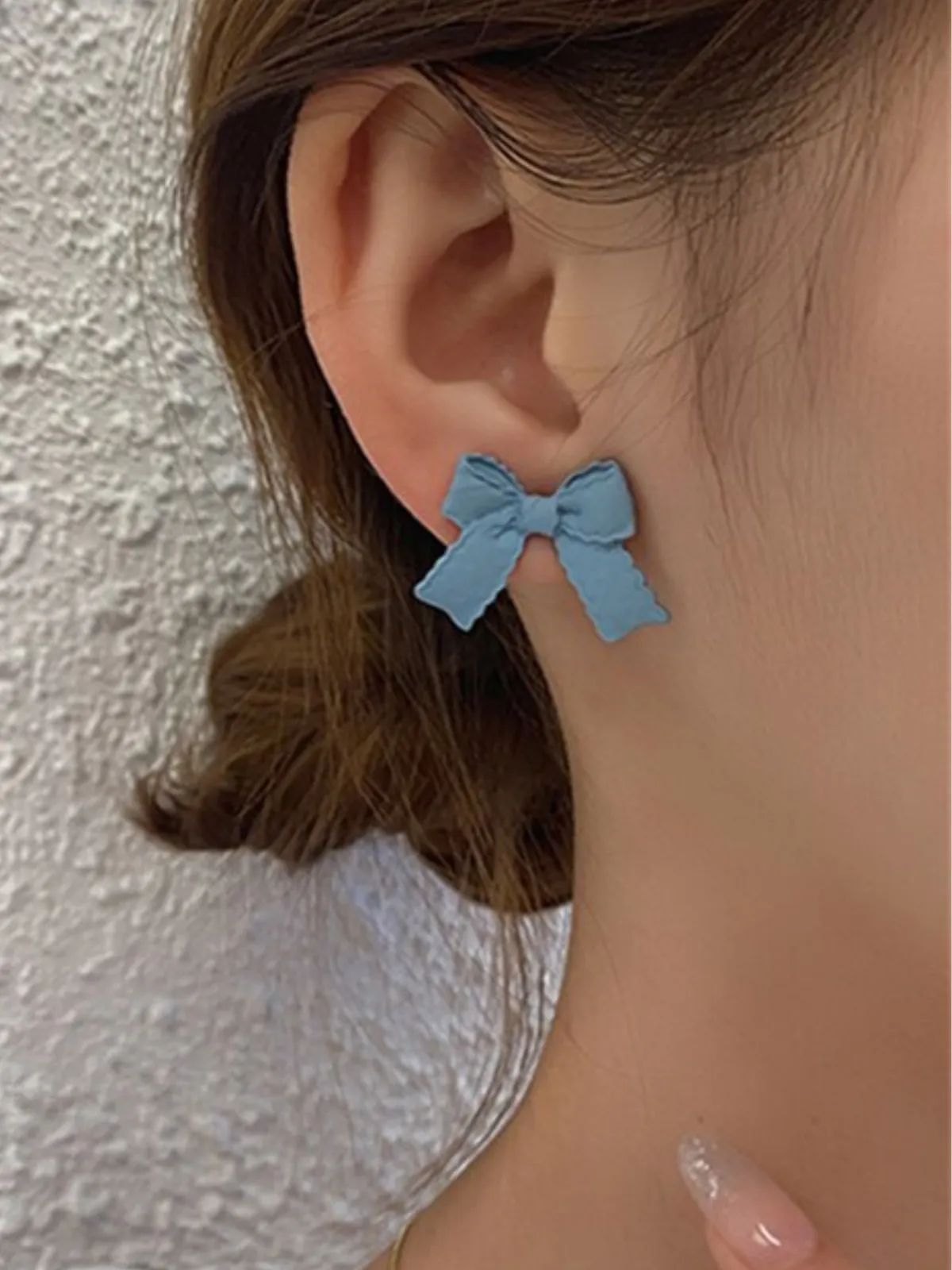 Blueberry Baubles Blue Bowknot Clay Earrings