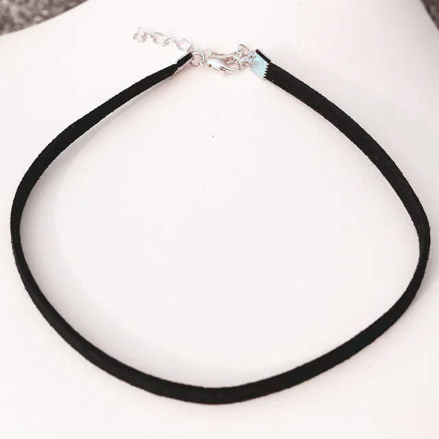 Choker Necklaces Men Women Black Velvet Suede Leather Short Collares Fashion Jewelry Gothic 90's Bijoux Steampunk Christmas Gift