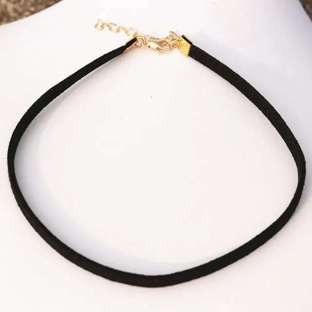 Choker Necklaces Men Women Black Velvet Suede Leather Short Collares Fashion Jewelry Gothic 90's Bijoux Steampunk Christmas Gift