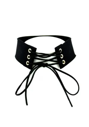 Corset Look Tie Up Suede Choker