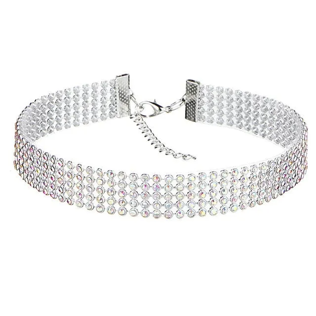 Crystal Rhinestone Choker White/Multi