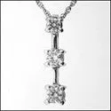 Cubic Zirconia Cz .50 TCW Round 3 Stone Drop Pendant