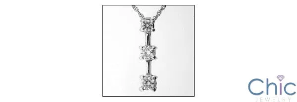 Cubic Zirconia Cz .50 TCW Round 3 Stone Drop Pendant