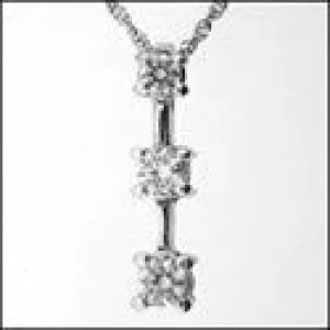 Cubic Zirconia Cz .50 TCW Round 3 Stone Drop Pendant