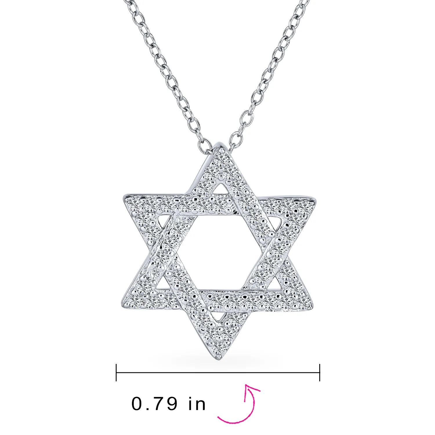 Cubic Zirconia Star of David Pendant Necklace Sterling Silver Judaica Gift