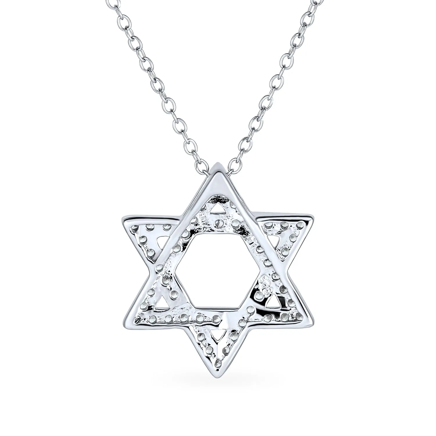 Cubic Zirconia Star of David Pendant Necklace Sterling Silver Judaica Gift