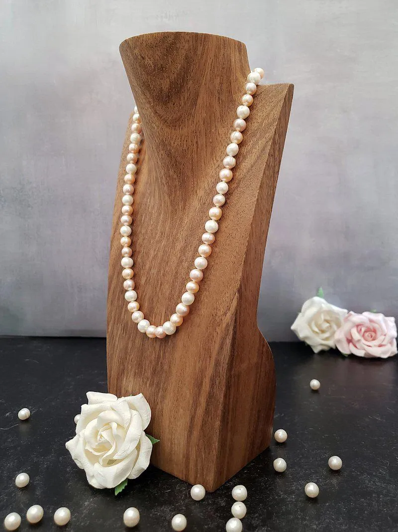 Dainty Pearl Necklace - Ivory or Peach Mix