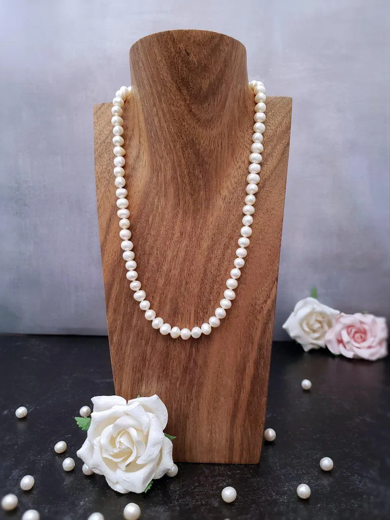 Dainty Pearl Necklace - Ivory or Peach Mix