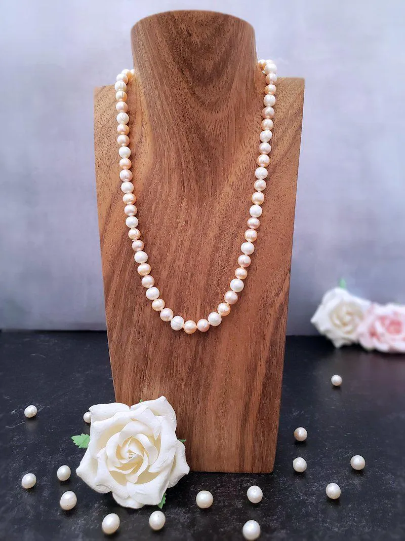 Dainty Pearl Necklace - Ivory or Peach Mix