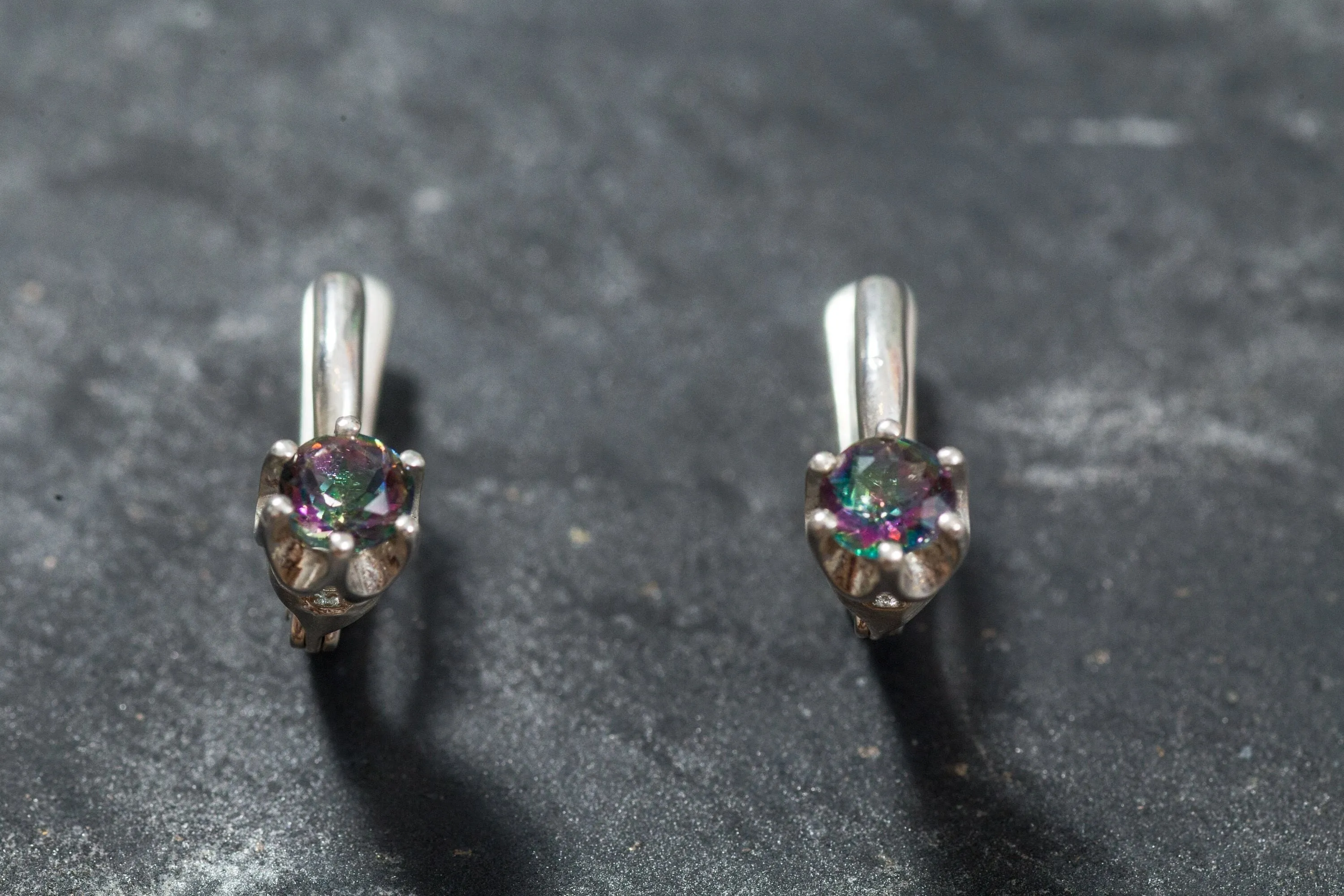 Dainty Topaz Earrings - Mystic Topaz Earrings - Round Drop Earrings