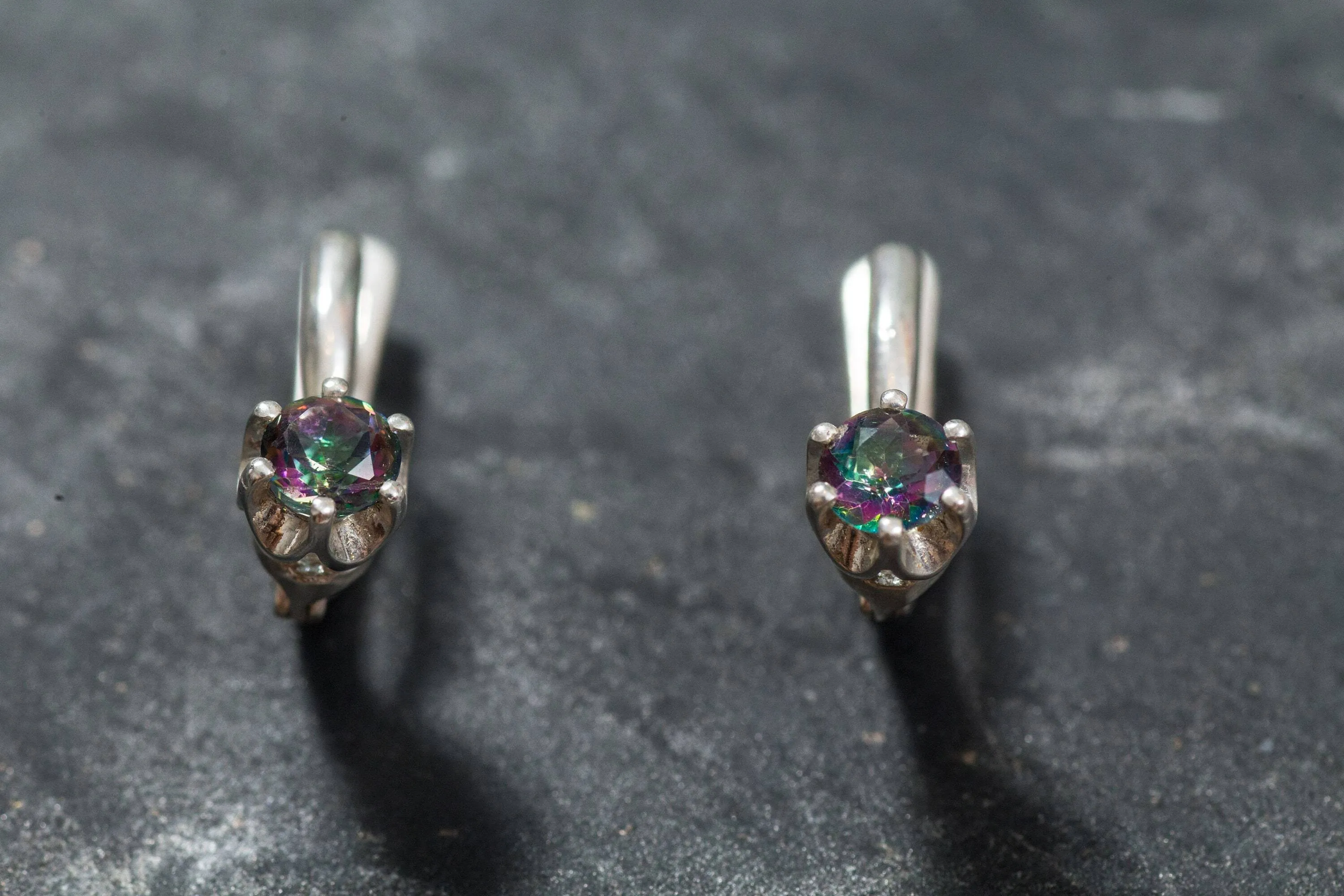 Dainty Topaz Earrings - Mystic Topaz Earrings - Round Drop Earrings