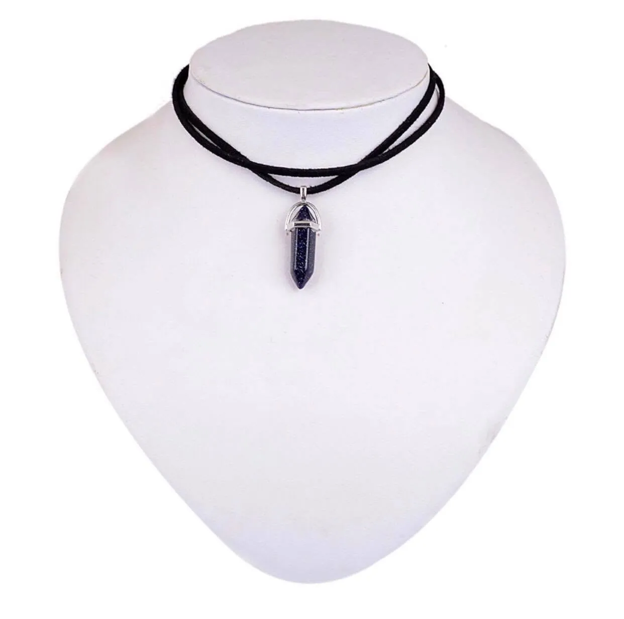 Double Layer Black Velvet Choker Fashion Punk Geometric Opal Pendant Necklace