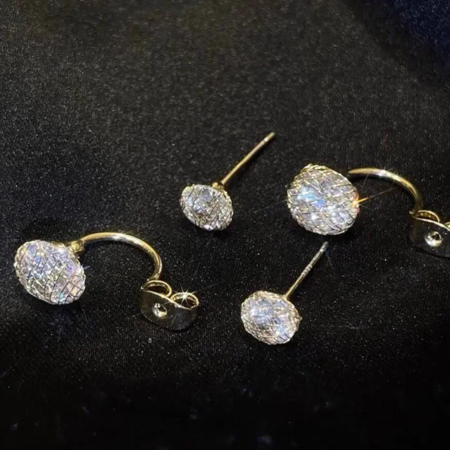 Double-Sided Earrings with Zirconia