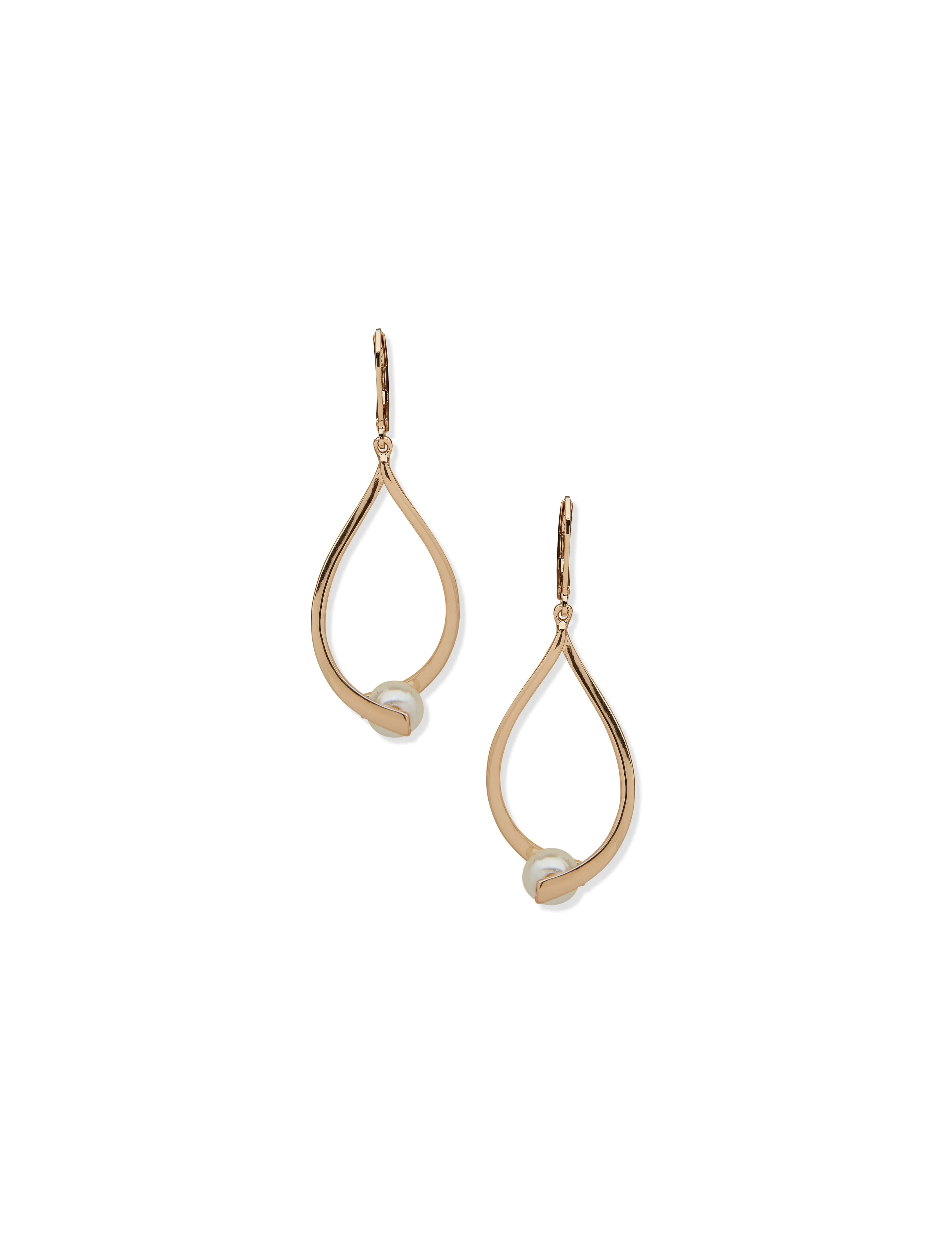 Drop With Pegged Pearl Pierced Earrings