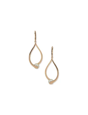 Drop With Pegged Pearl Pierced Earrings