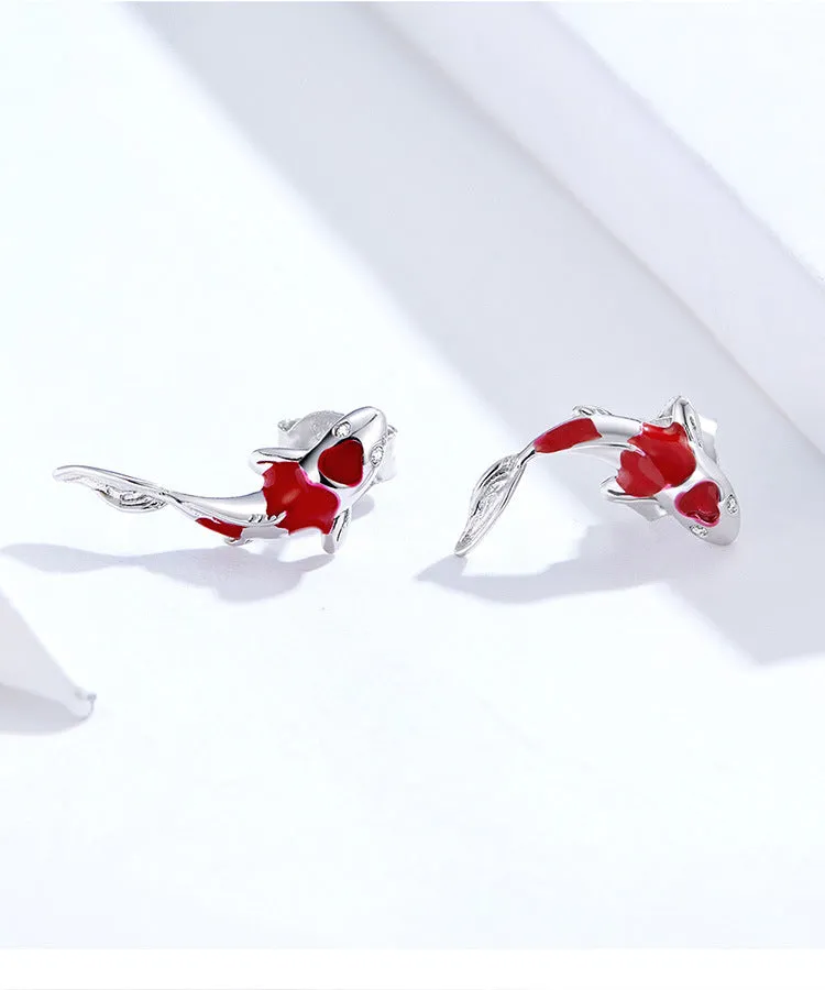 Earrings Sterling Silver Lucky Koi Stud Earrings