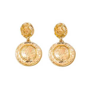 Elegant Golden Disc Earrings for Chic Women with a Touch of Vintage Glam