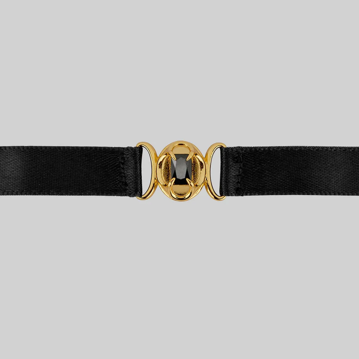 ELIZABETH. Black Spinel Tudor Satin Choker - Gold