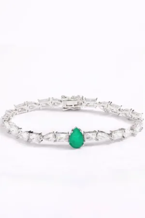 Emerald Teardrop Silver Bracelet