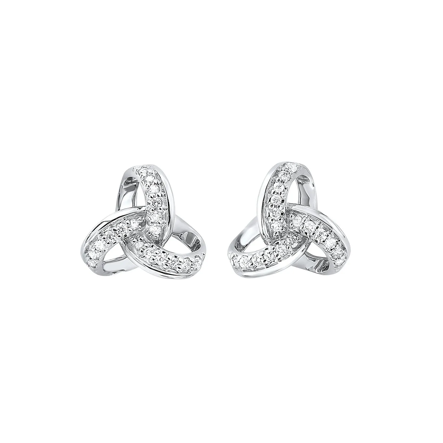 Endless Trinity Knot Diamond Stud Earrings 1/10 Cttw