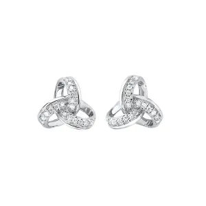 Endless Trinity Knot Diamond Stud Earrings 1/10 Cttw