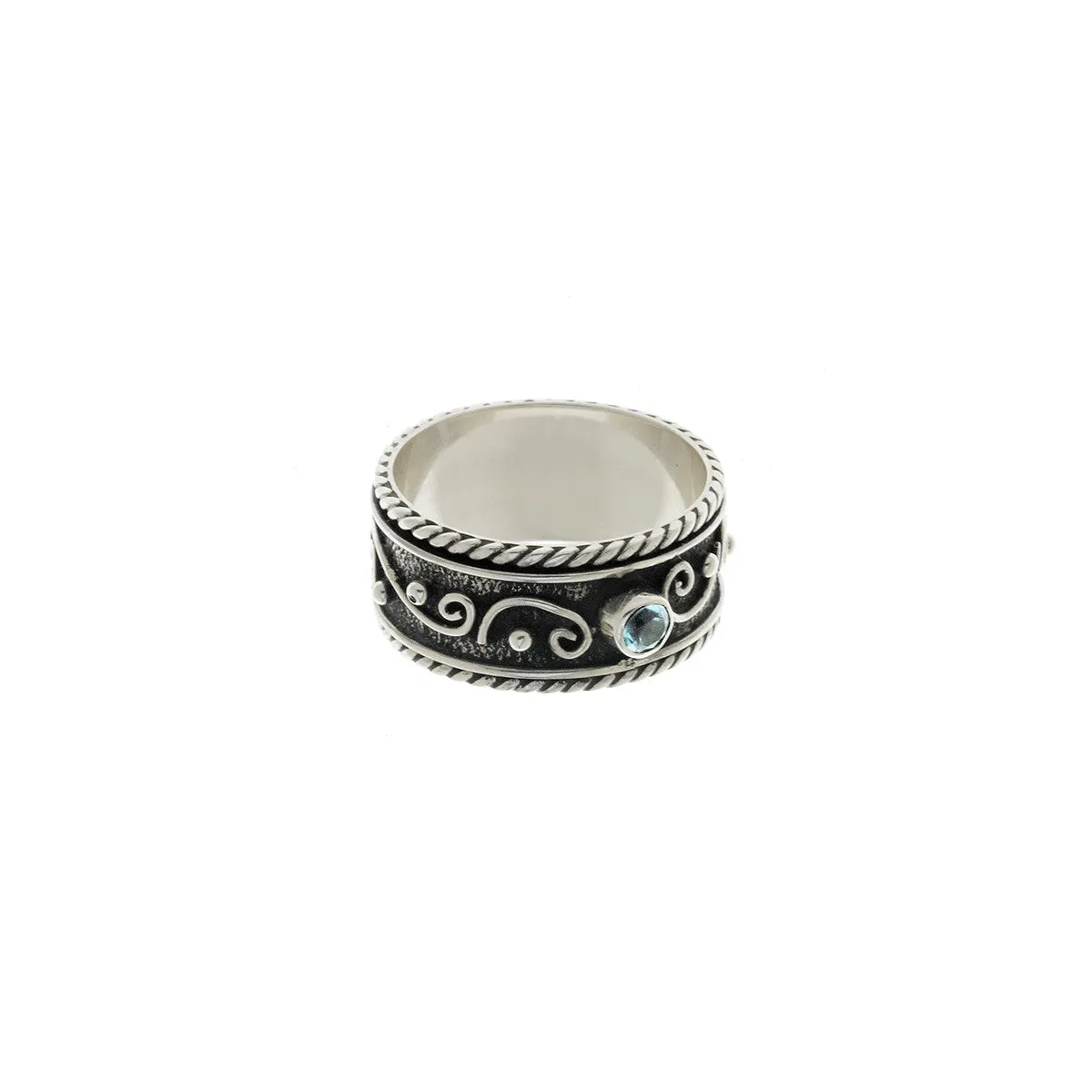 Ethos Sterling Silver And Blue Topaz Spinner Ring